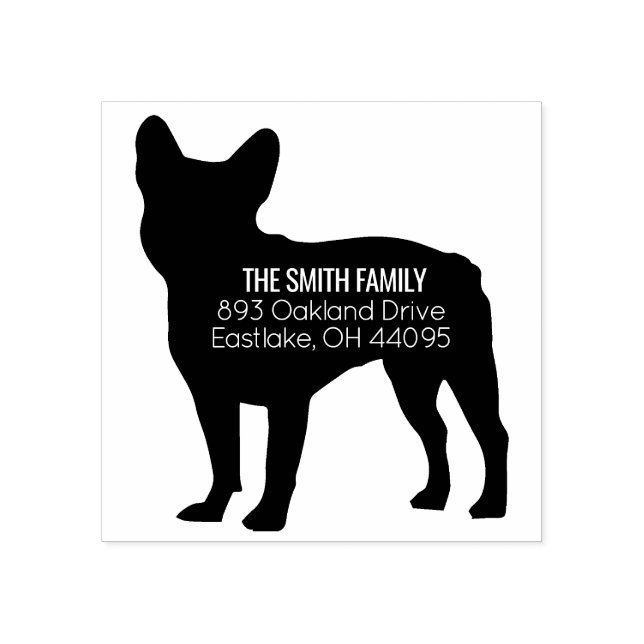 Caucho Sello de la dirección del perro del Bulldog francé (Impresión)