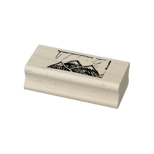Caucho Sello de la montaña de Woodblock
