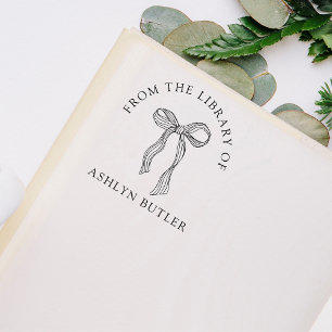 Caucho Sello de libro de biblioteca personal Cute Bow