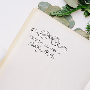 Caucho Sello de libro de biblioteca personal Cute Bow