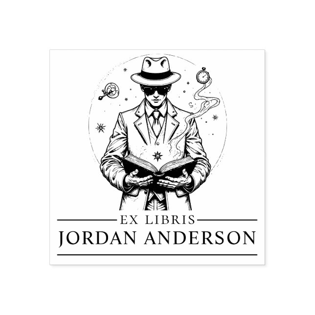 Caucho Sello de libro de detectives para viajeros de tiem (Impresión)