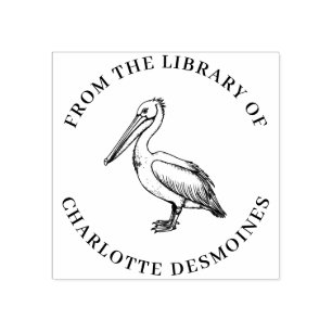 Caucho Sello de libro de pelícano personalizado Ex Libris