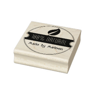 Caucho Sello de madera "100% natural" personalizado