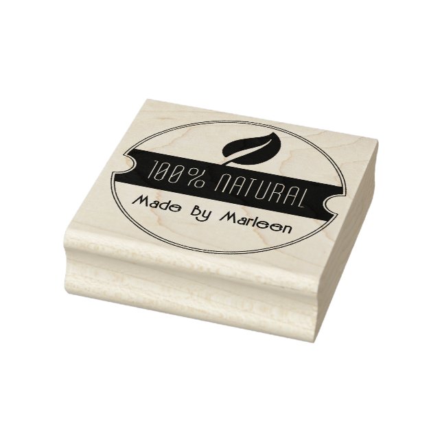 Caucho Sello de madera "100% natural" personalizado (Sello)