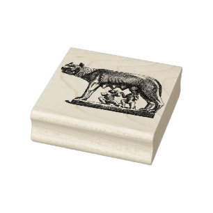 Caucho Sello de madera de Lupa Capitolina