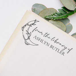 Caucho Sello de madera de nombre personalizado de bibliot