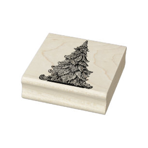 Caucho Sello de madera del arte del ÁRBOL DE NAVIDAD