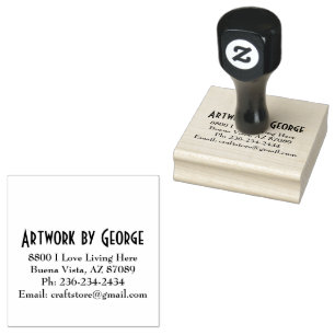 Caucho Sello de madera personalizado 2,5 x 2,5