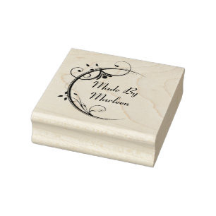Caucho Sello de madera personalizado "Hecho por"