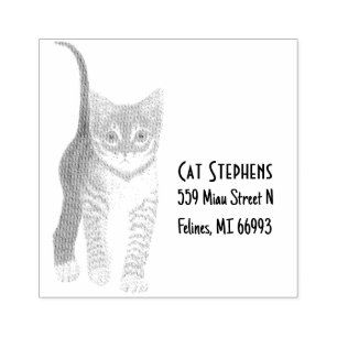 Caucho Sello de madera personalizado Tabby con texto