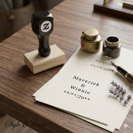 Caucho Sello de mango de madera con el nombre de la parej