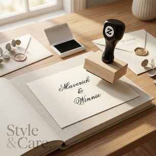 Caucho Sello de mango de madera personalizado con el nomb