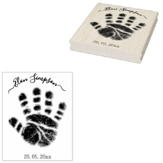 Caucho Sello de mano de bebé personalizado, recién nacido