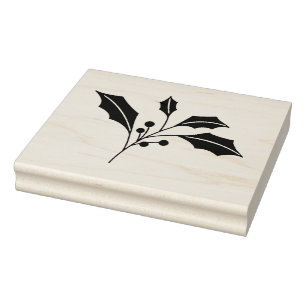 Caucho Sello de Navidad de hoja de acebo – Manualidad de