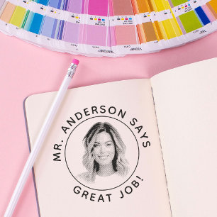 Caucho Sello de profesor personalizado con sello de foto 