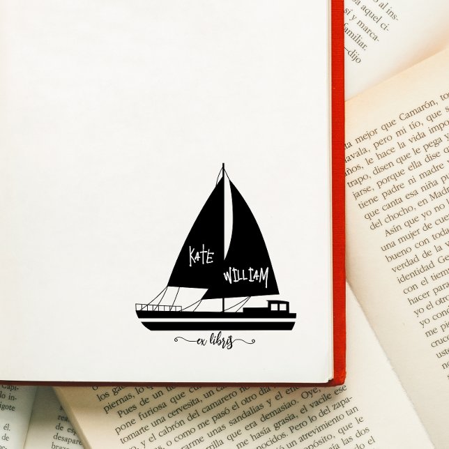 Caucho Sello ex libris de barco vintage (Subido por el creador)