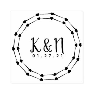Caucho Sello inicial de logotipo de corazón circular redo