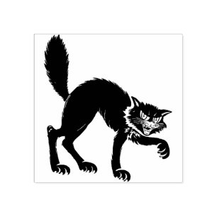 Caucho Sello negro de gato de Halloween