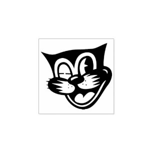 Caucho Sello negro de gato de Halloween