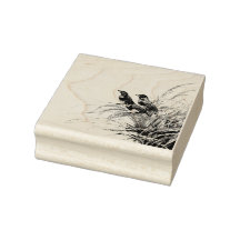 Sello postal de la alondra de pradera roja