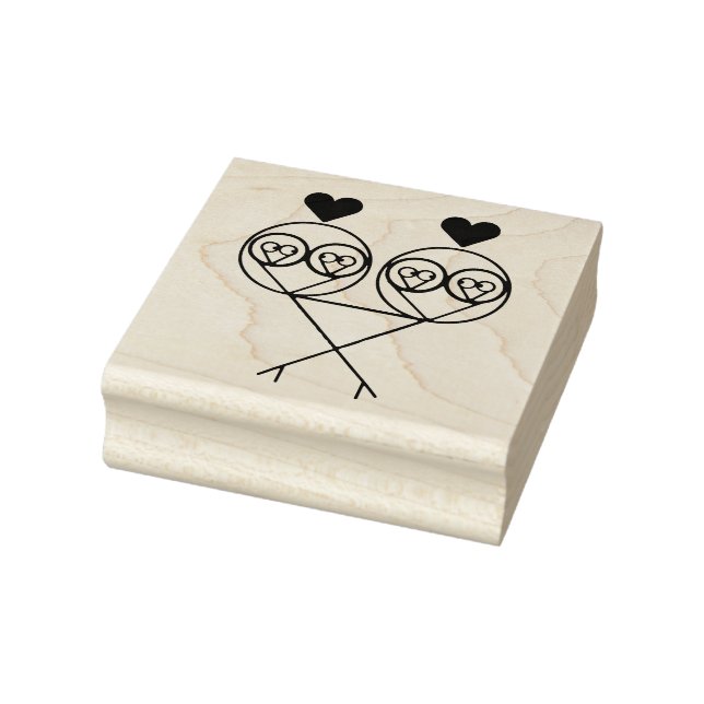 Caucho Surreal Fractal Lovebirds Sello de Arte de Madera (Sello)