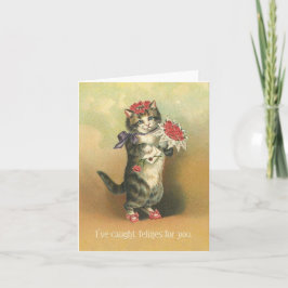 CAUGHT FELINES - lindo gato retro tarjeta de San V