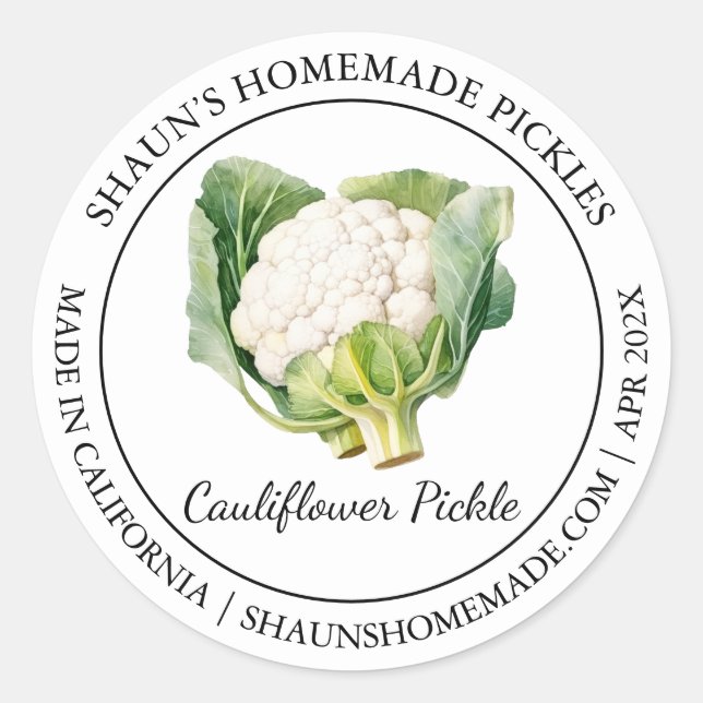 Cauliflower Pickle Etiqueta moderna (Anverso)