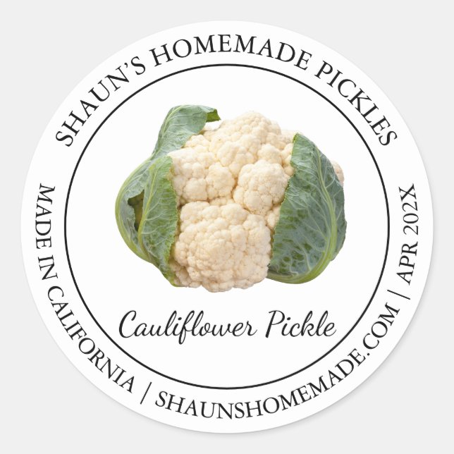 Cauliflower Pickle Etiqueta moderna (Anverso)