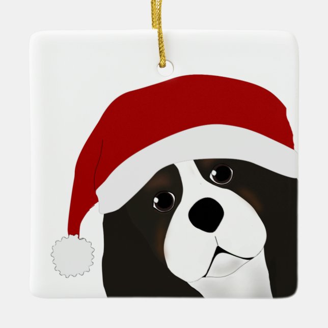 Cavalier King canta el adorno navideño (Anverso)