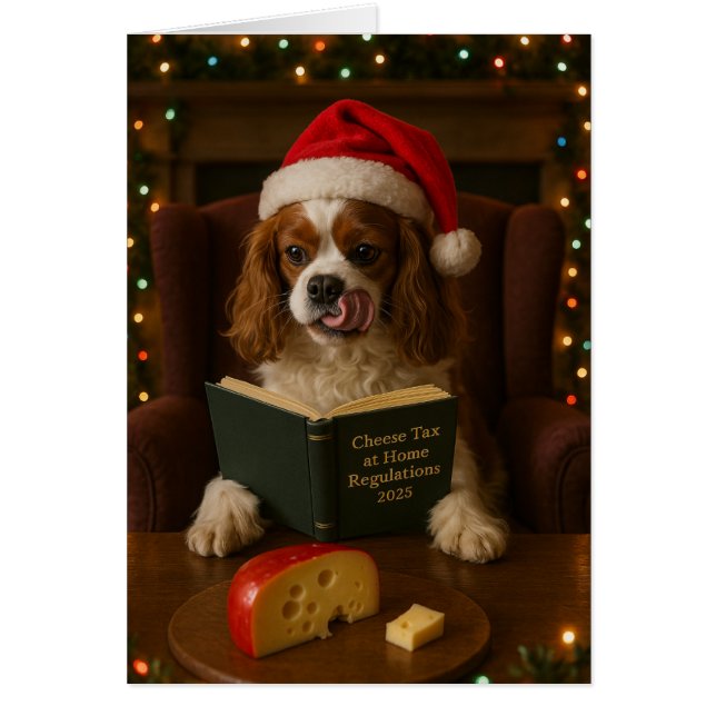 Cavalier King Charles 'Cheese Tax' Christmas card (Frente)
