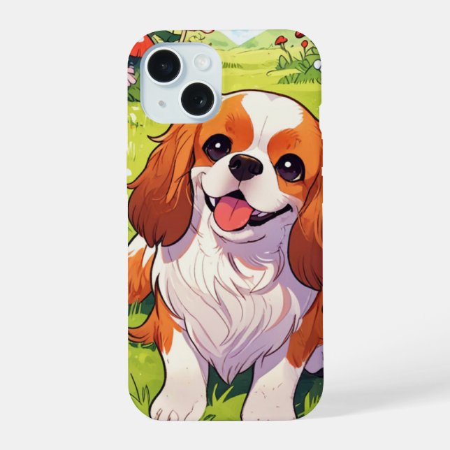 Cavalier King Charles Flores pastel campo (Reverso )