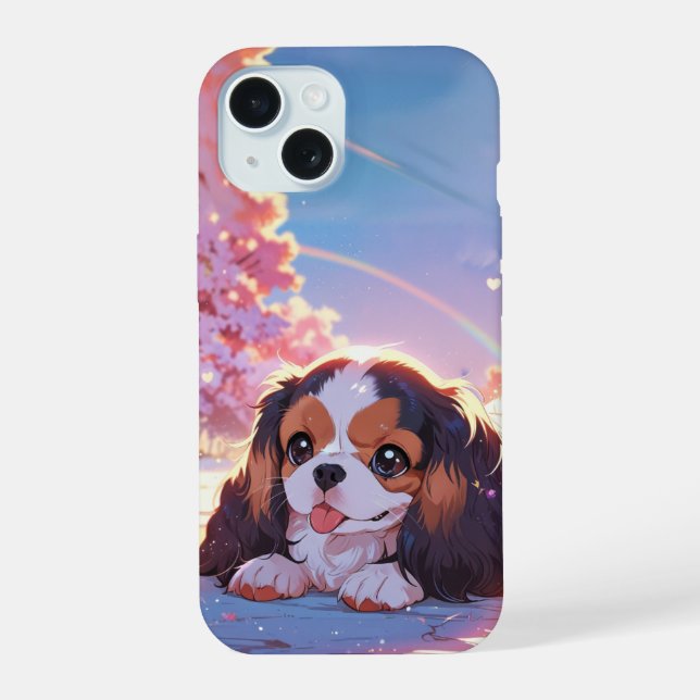 Cavalier King Charles Pastel Sakura Cielo Arcoíris (Reverso )