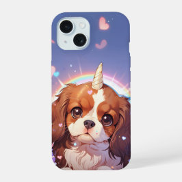 Cavalier King Charles Pastel Unicorn Cielo arcoiri