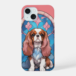 Cavalier King Charles Pastel Vidrio Manchado Rosa