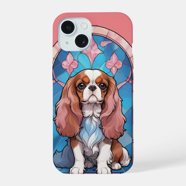 Cavalier King Charles Pastel Vidrio Manchado Rosa (Reverso )