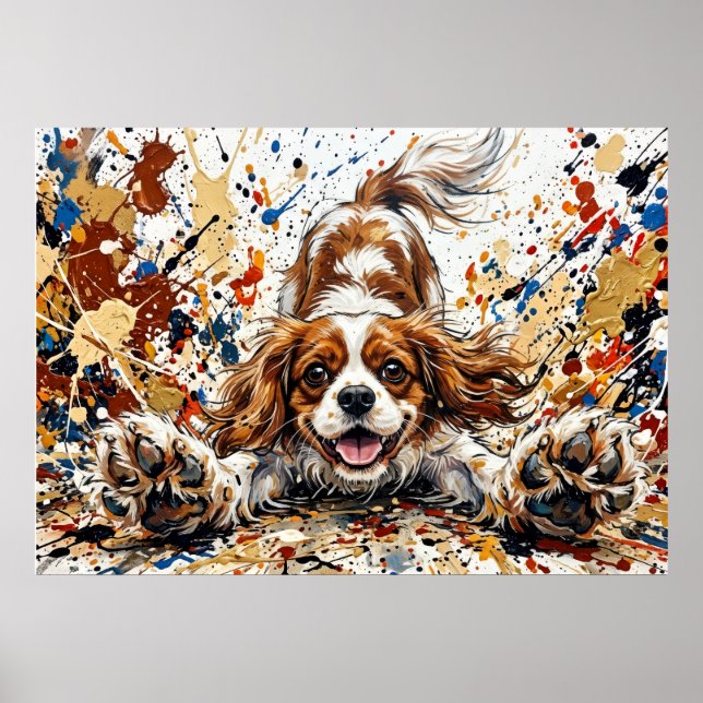 Cavalier King Charles Spaniel Arte de Salpicaduras (Frente)