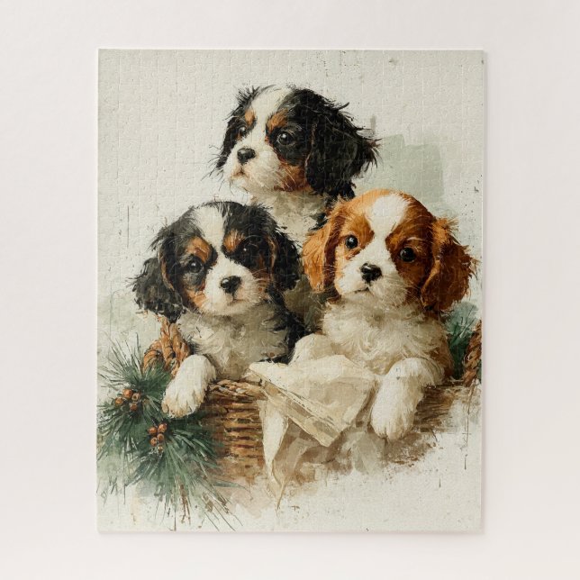 Cavalier King Charles Spaniel Christmas Puzzle (Vertical)