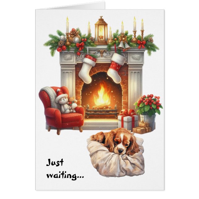 Cavalier King Charles Spaniel Esperando la Navidad (Frente)