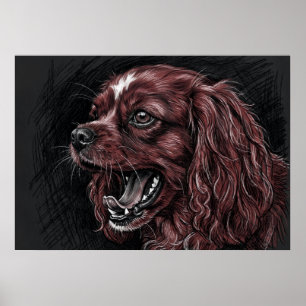 Cavalier King Charles Spaniel Póster de Boceto Osc