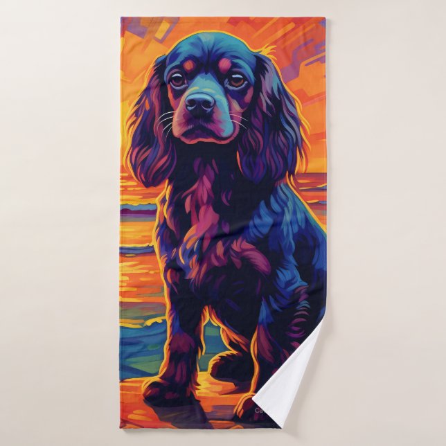 Cavalier King Charles Spaniel Sunset / Sunrise (Toalla de baño)