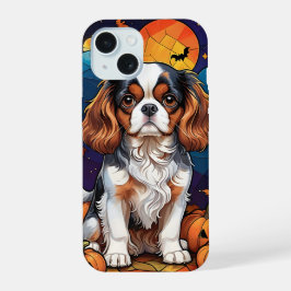 Cavalier King Charles Vidrio Pintado Halloween