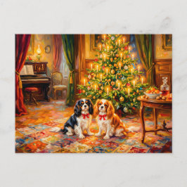 Cavalier Spaniels en el árbol de Navidad