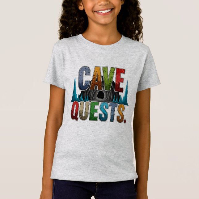 Cave busca camiseta gráfica de aventura femenina (Anverso)
