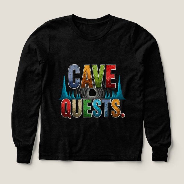 Cave Quests Adventure T-Shirt Design (Diseño frontal)