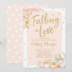 Cayendo Enamorada Invitación Baby Shower Oro Rosa