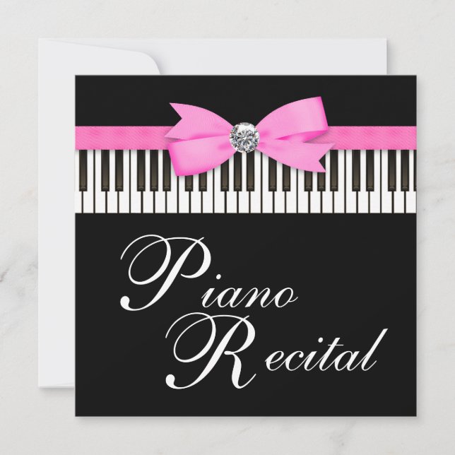 Cayos de piano rosado y negro Invitación recíproca (Anverso)