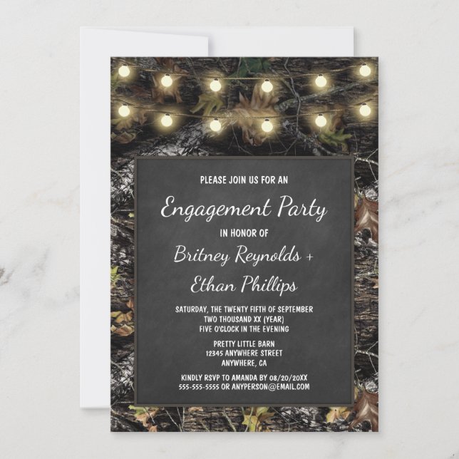 Caza Camo + Invitaciones del fiesta de Engagment (Anverso)