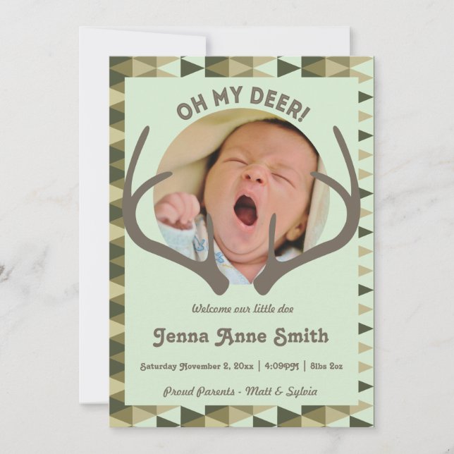 Caza Chica o niño de la Invitación Birth Camo (Anverso)