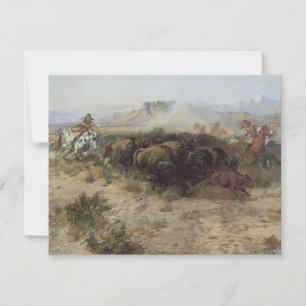 Caza de Búfalos No. 26 por CM Russell, Indios Vint
