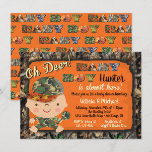 Caza de camo invitaciones a la ducha para bebés